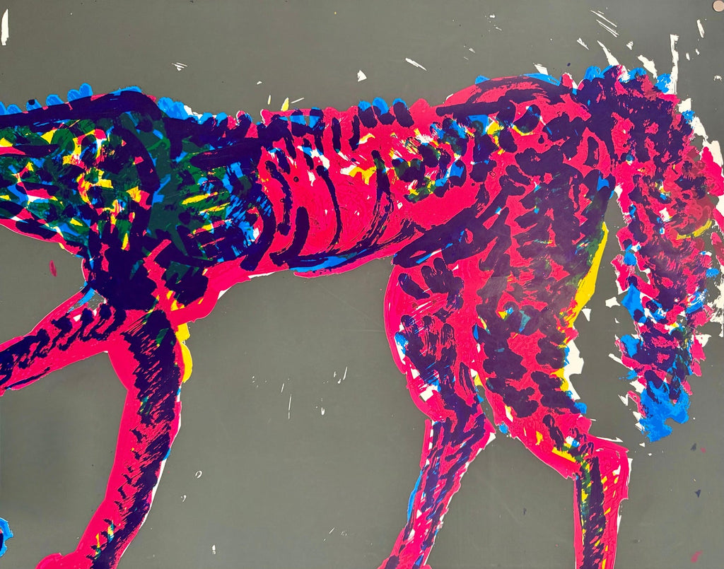 Large German Junge Wilde Rainer Fetting Screenprint Serigraph Print Wolf Pop Art