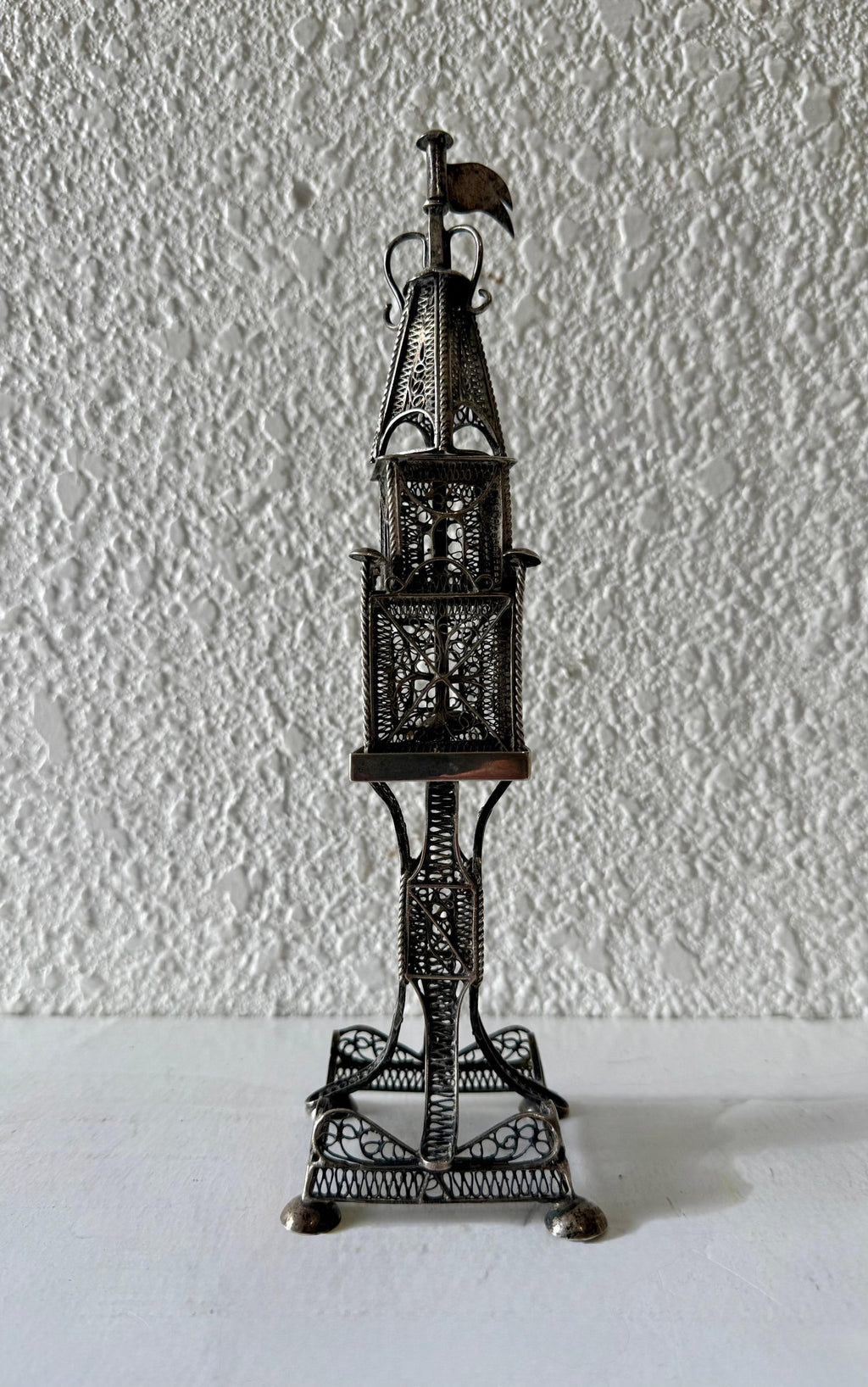Rare 19th C Antique Silver Filigree Judaica Besamim Spice Tower Austro Hungarian