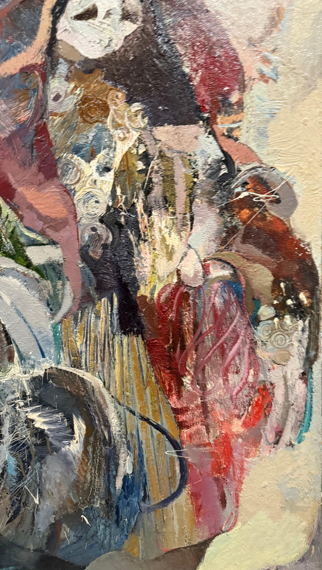 Large Figural Abstract Oil Painting Collage LA California Artist Peter Liashkov