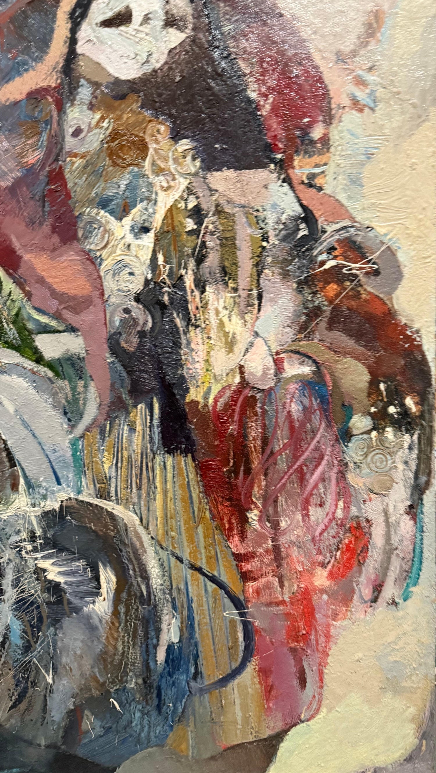 Large Figural Abstract Oil Painting Collage LA California Artist Peter Liashkov