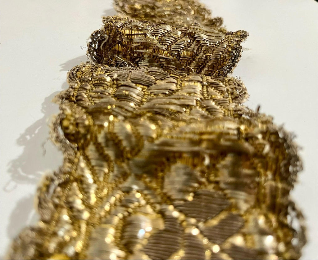 Rare Jewish Pre War Woven Gold Textile Embroidered Antique Judaica Tallit Atara