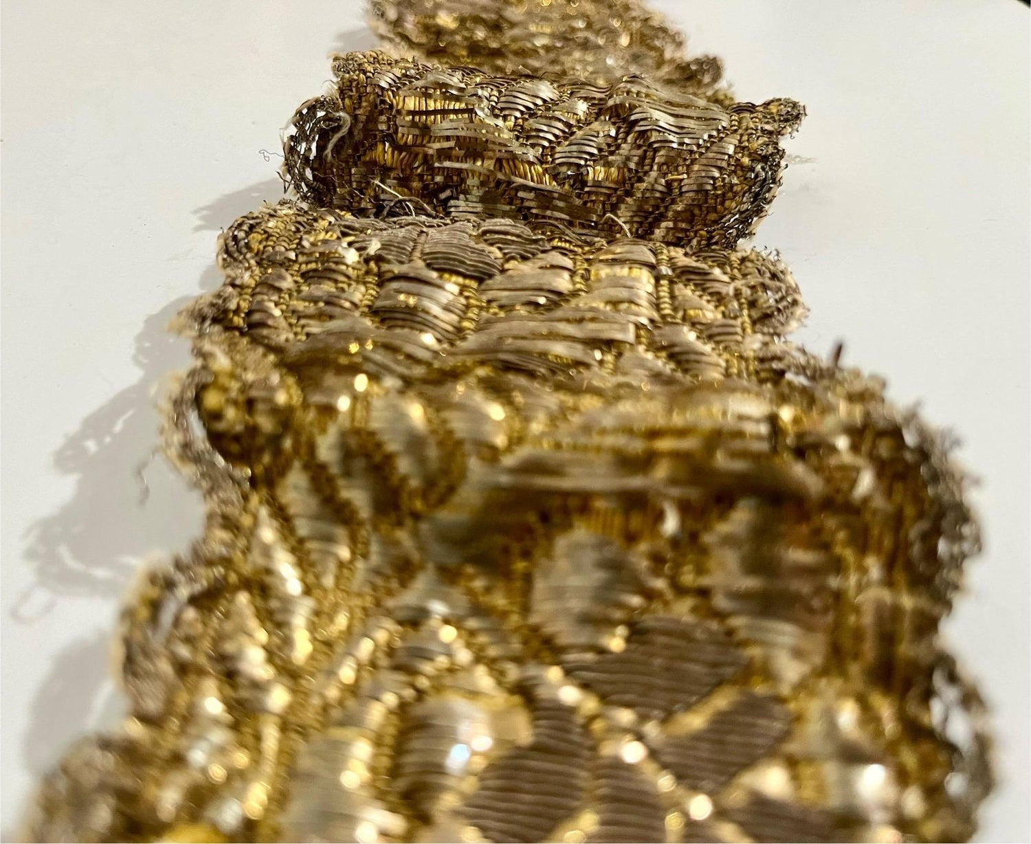 Rare Jewish Pre War Woven Gold Textile Embroidered Antique Judaica Tallit Atara