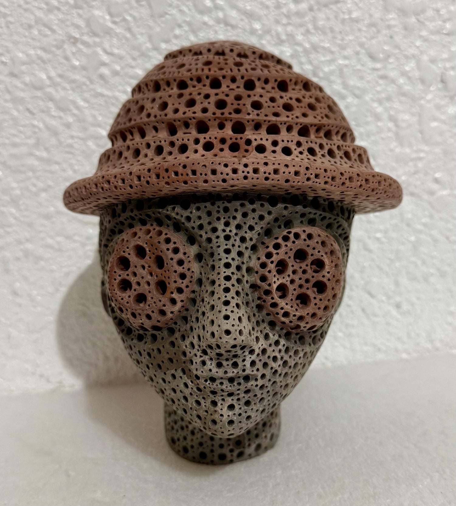Color Terracotta Modernist Abstract Sculpture Head Russian Artist Alexander Ney