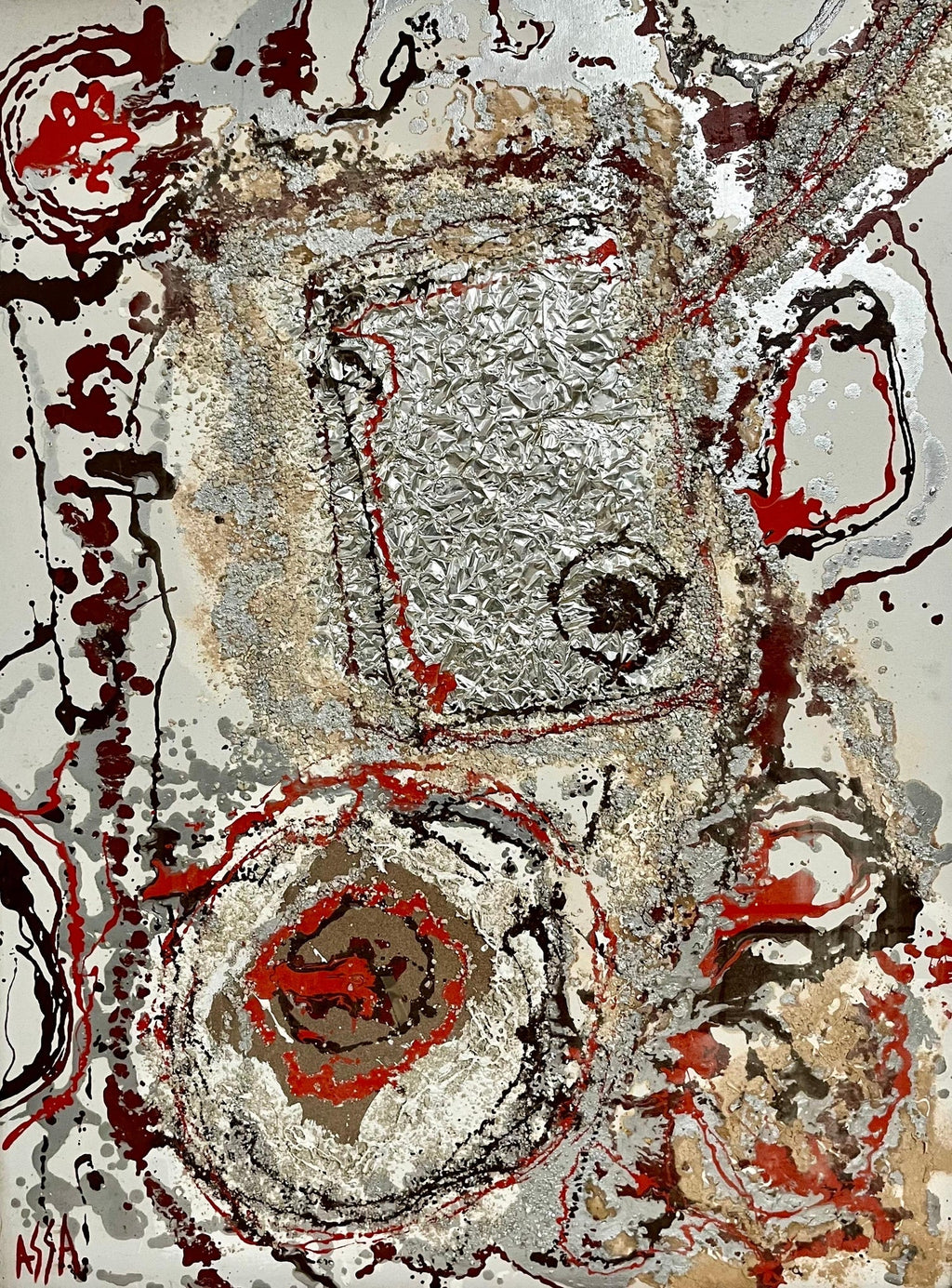 Modernist Persian Iranian Middle Eastern Abstract Fereydoun Assa Oil Painting