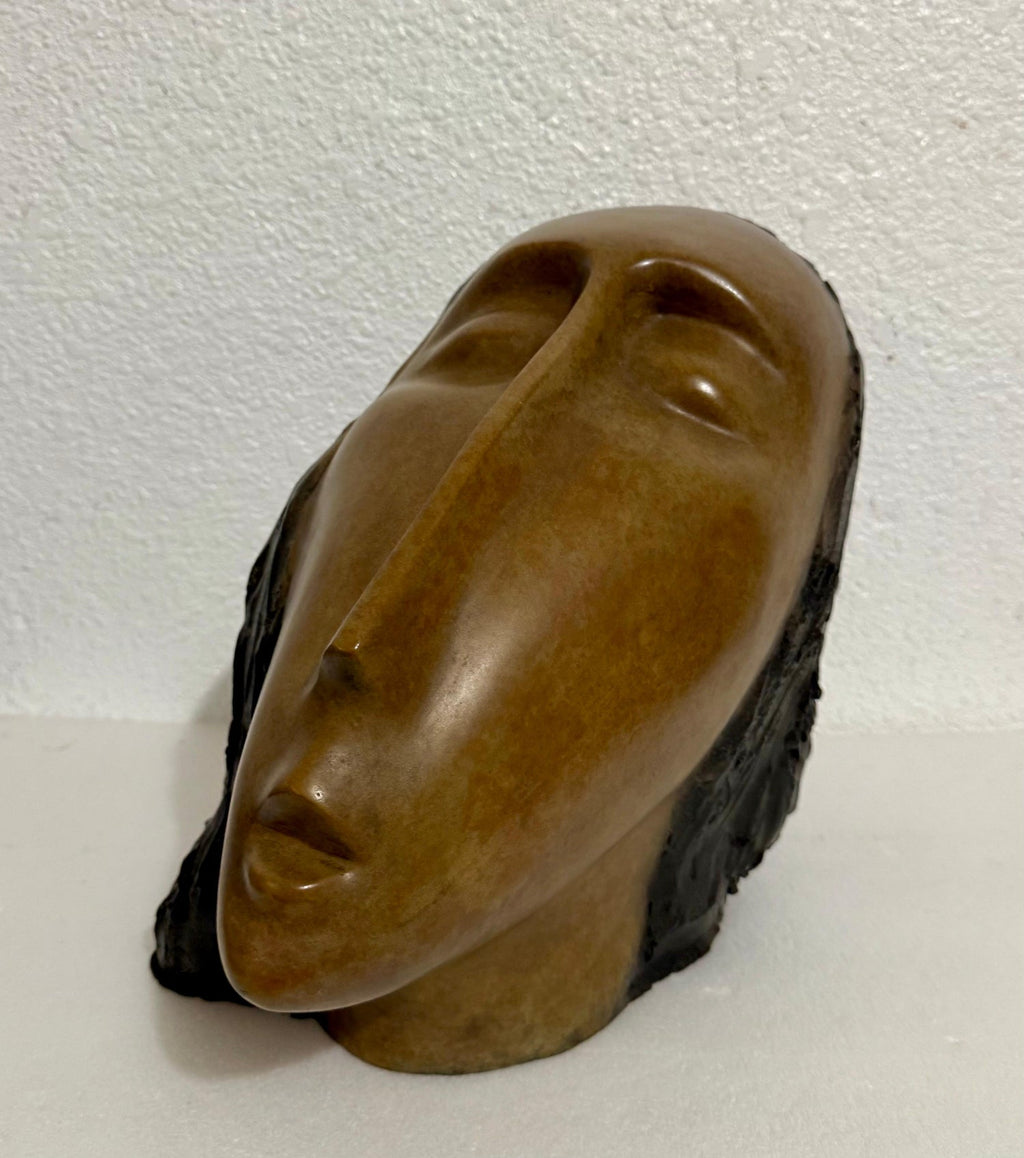 Large Bronze Sculpture Woman Head, After Modigliani, Ruth Bloch Israeli Artist