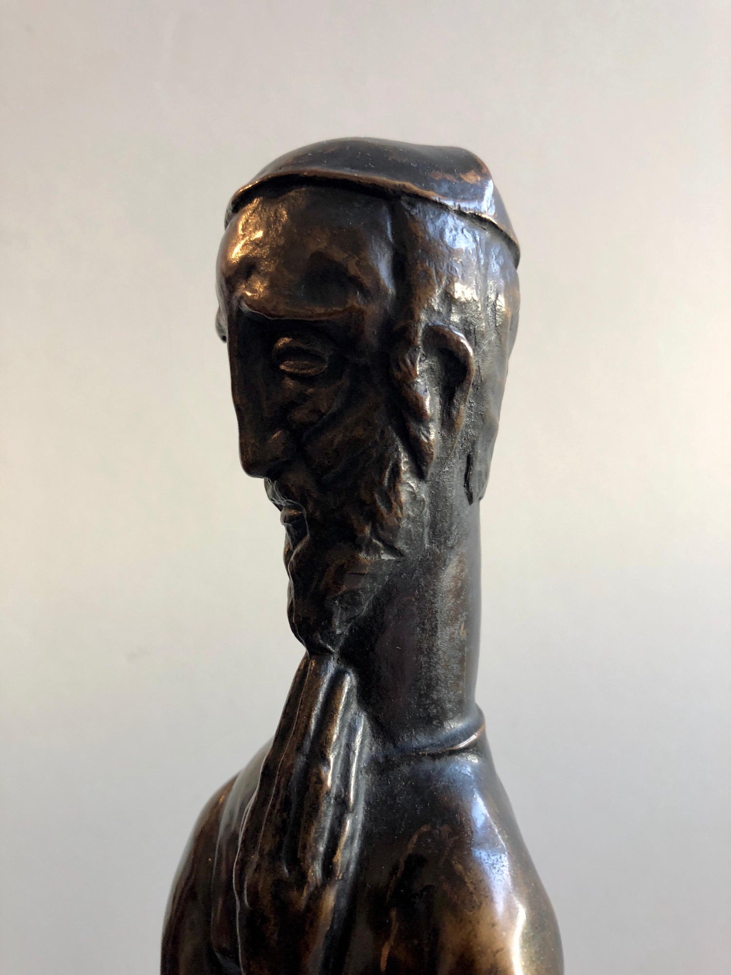 Art Deco Expressionist Bronze Judaica Rabbi Sculpture Los Angeles Modernist