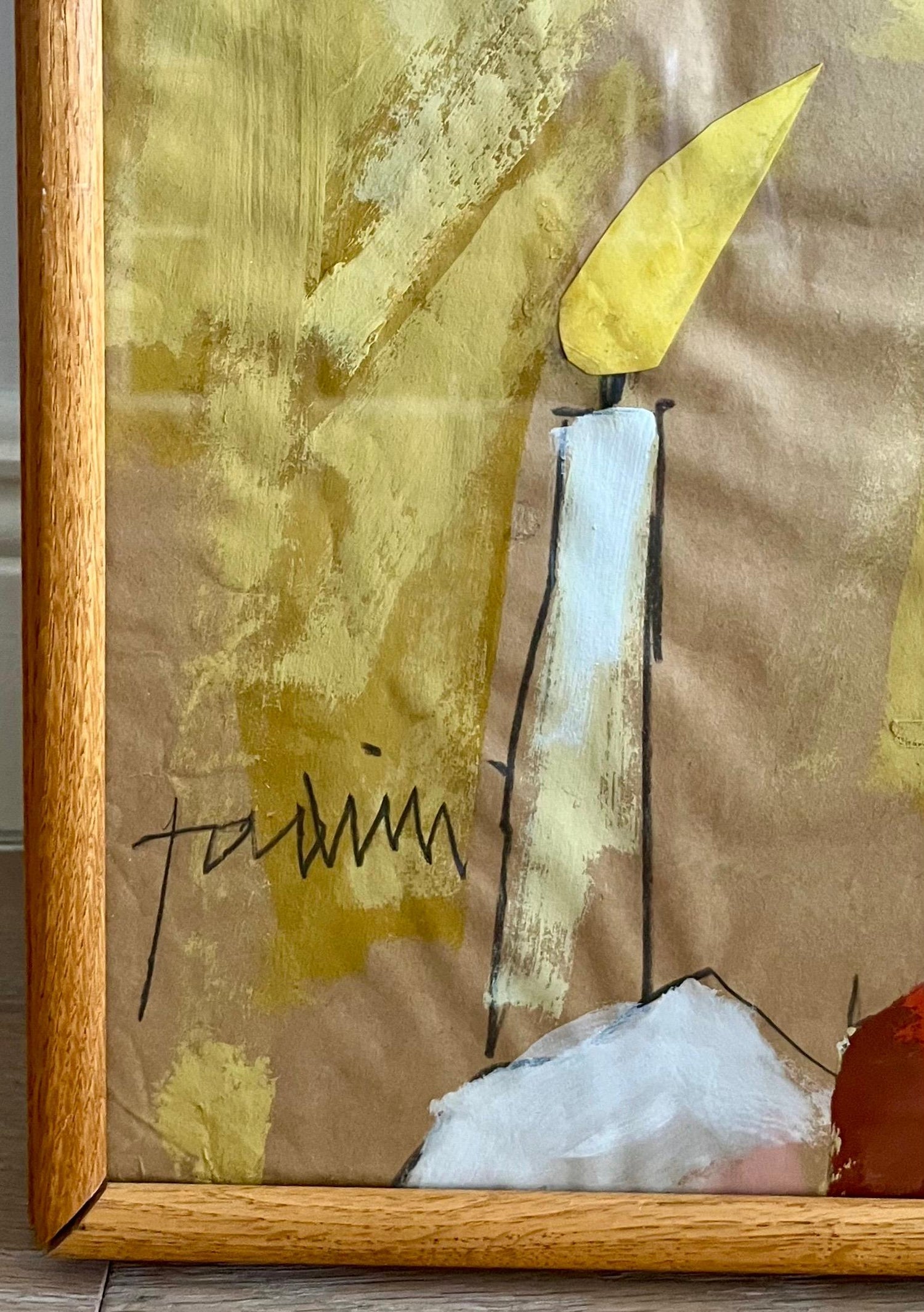 Italian Pop Art Mixed Media Surrealist Painting Collage Gouache Emilio Tadini