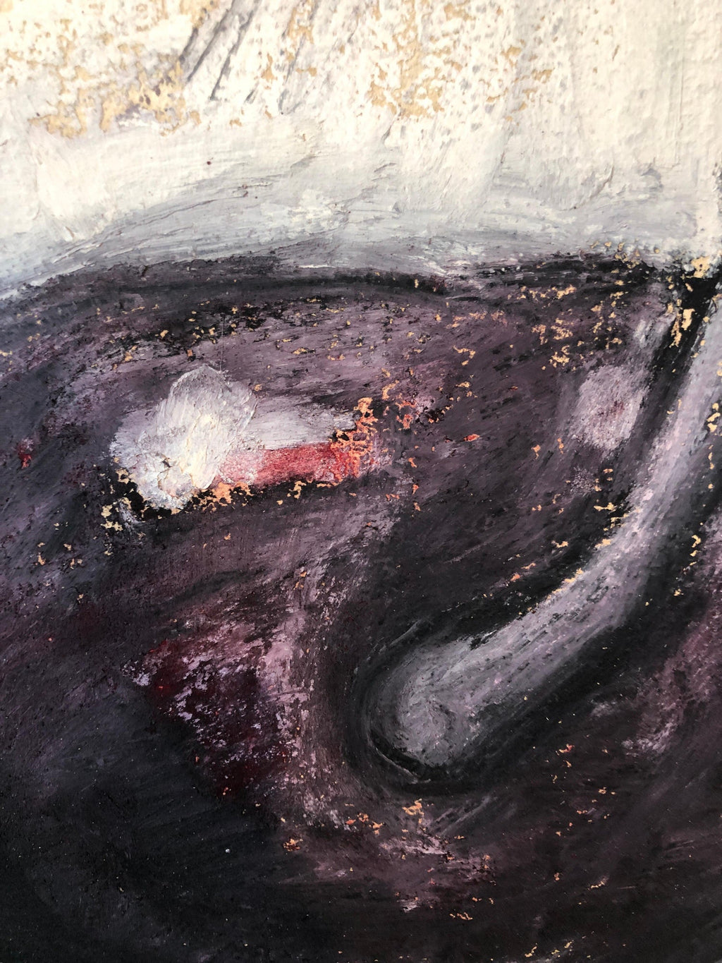 Original Modernist Oil Stick Pigment Painting by Aaron Fink, Cherry. Pop Art