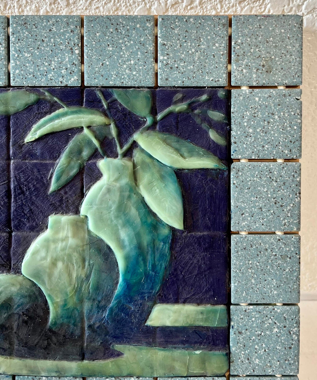 Joseph Maresca Encaustic Wax Oil Painting and Tile On Board Still Life w Fruit
