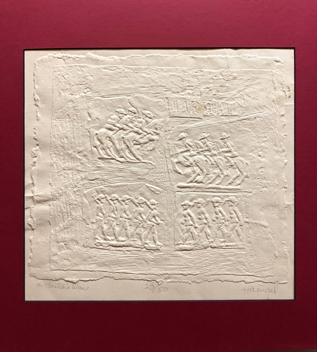 Bill Haendel Americana 'A Child's War' Cast Paper Relief Sculpture