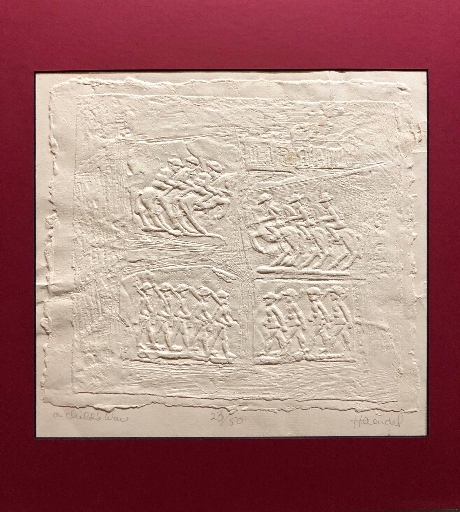 Bill Haendel Americana 'A Child's War' Cast Paper Relief Sculpture