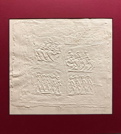 Bill Haendel Americana 'A Child's War' Cast Paper Relief Sculpture