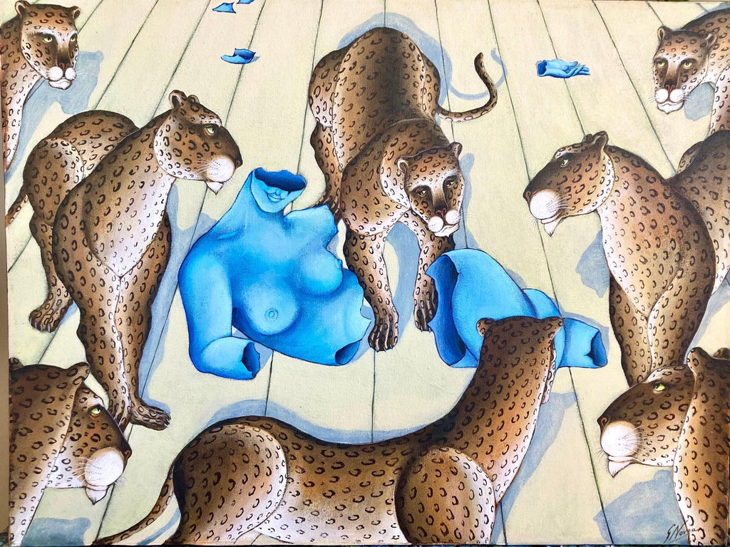 Tigers Animal Paradise Tropical Jungle Painting Surrealist Art Gustavo Novoa