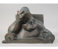 Ted Egri Taos Modernist Judaica Cubist Bronze Sculpture Rabbi & Torah WPA Artist