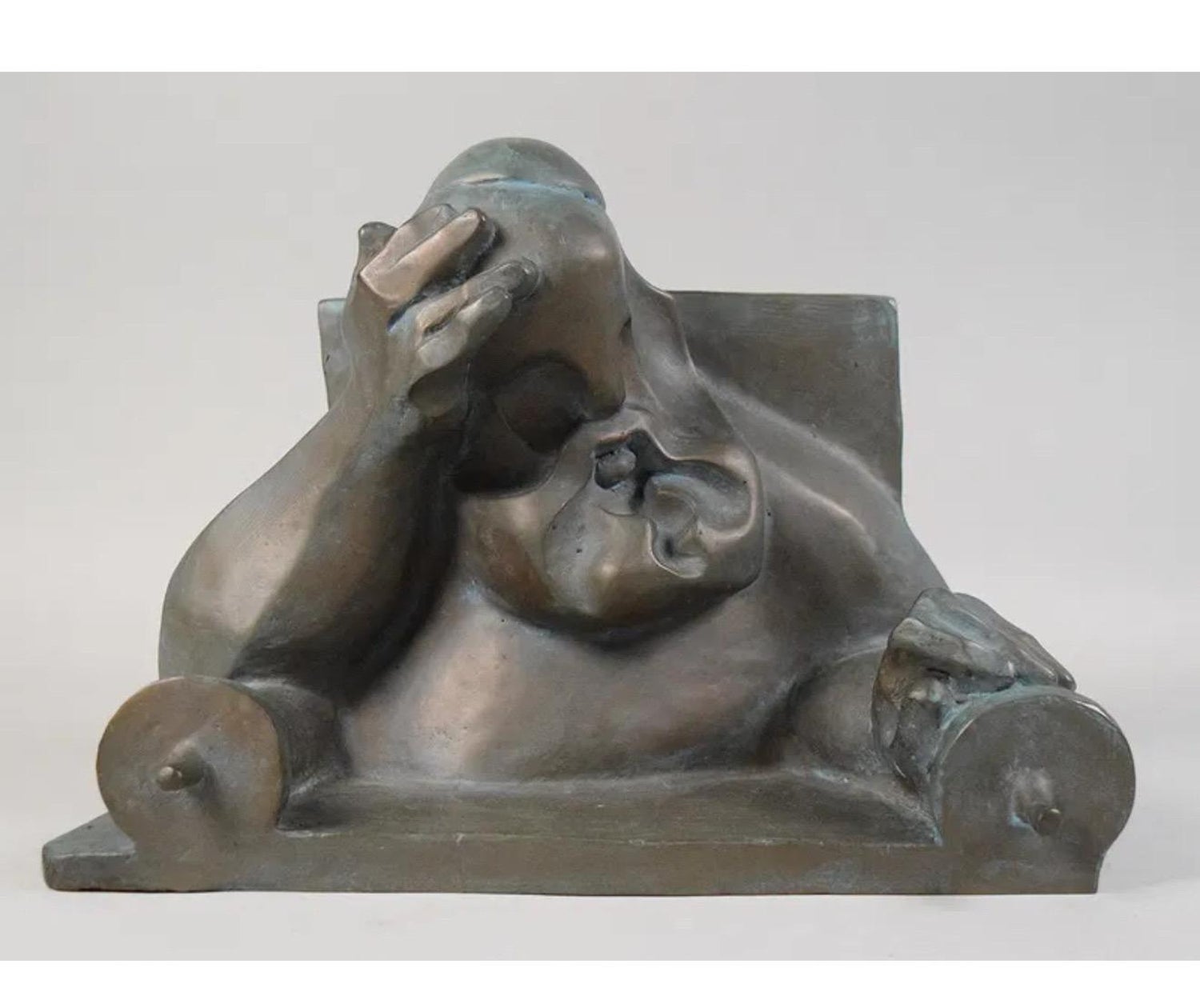 Bronze Sculpture Rabbi w Torah Judaica Figure American Boston Figural Modernist