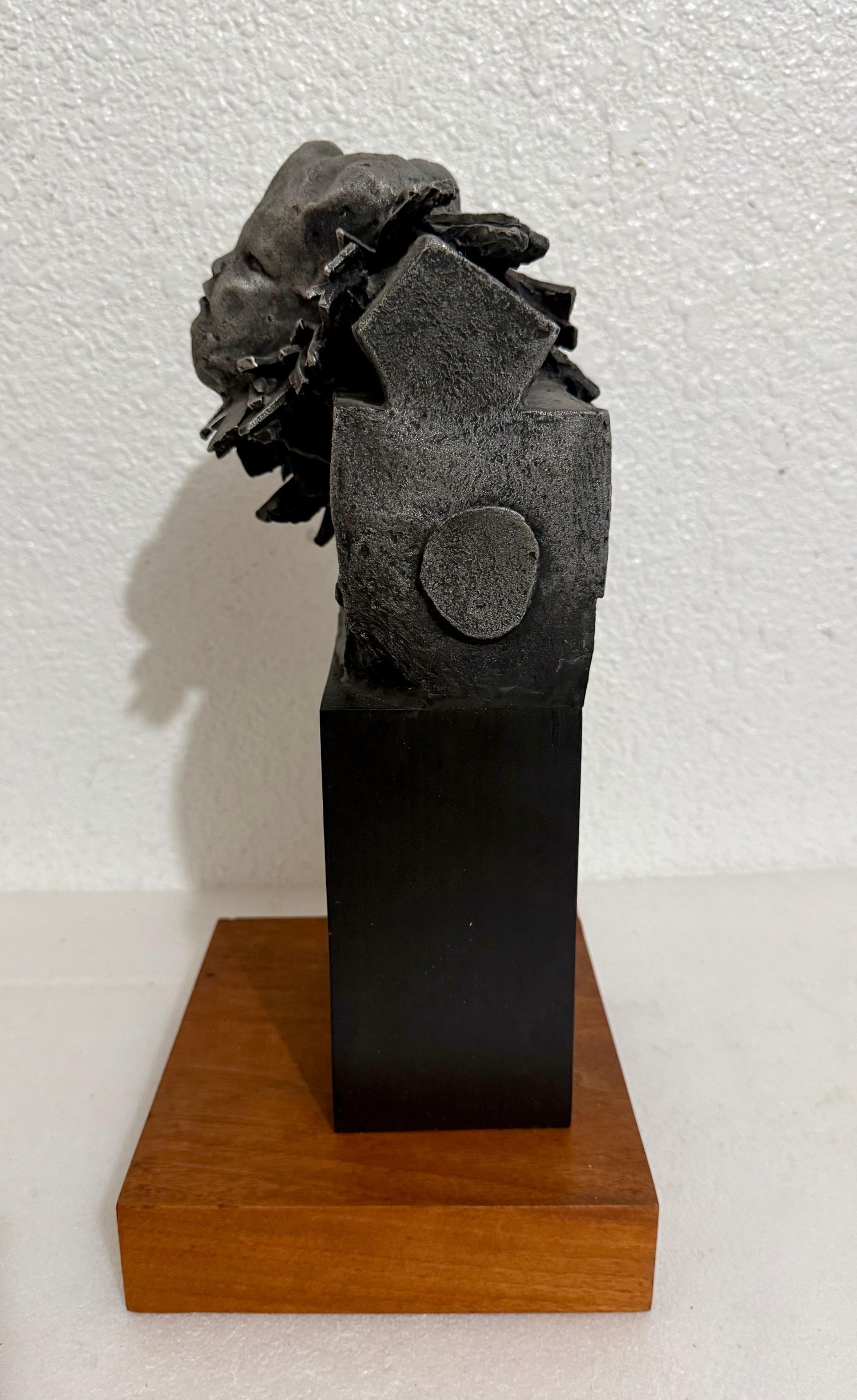 French Naif Modernist Sculpture In Metal Brutalist Head of Woman Valerie Hadida