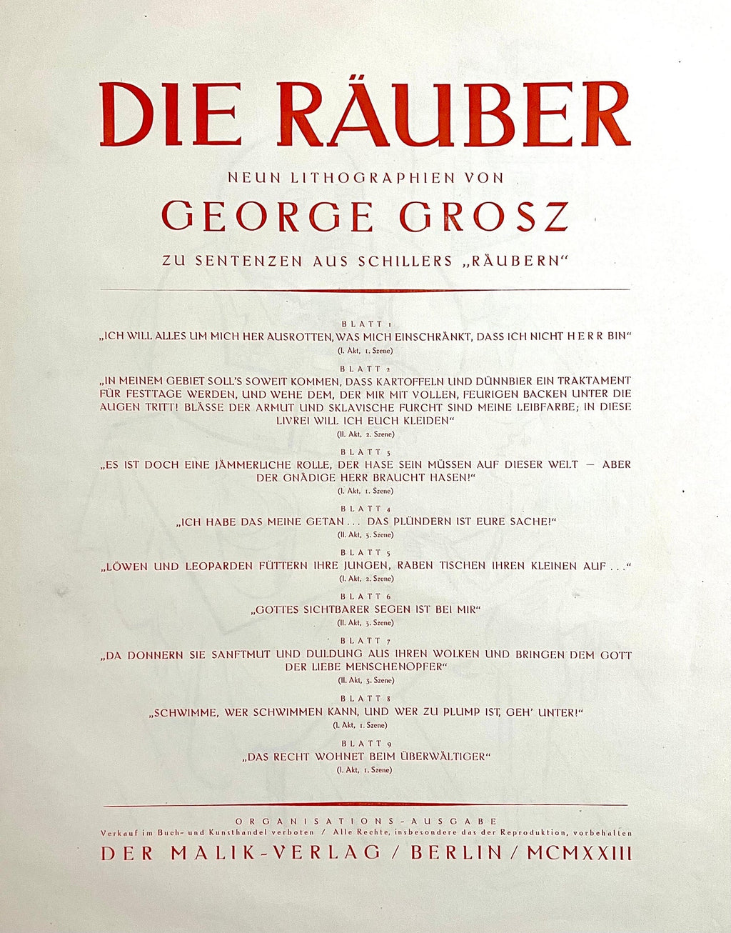 Large George Grosz 1923 Lithograph Die Rauber German Expressionism WPA Realism
