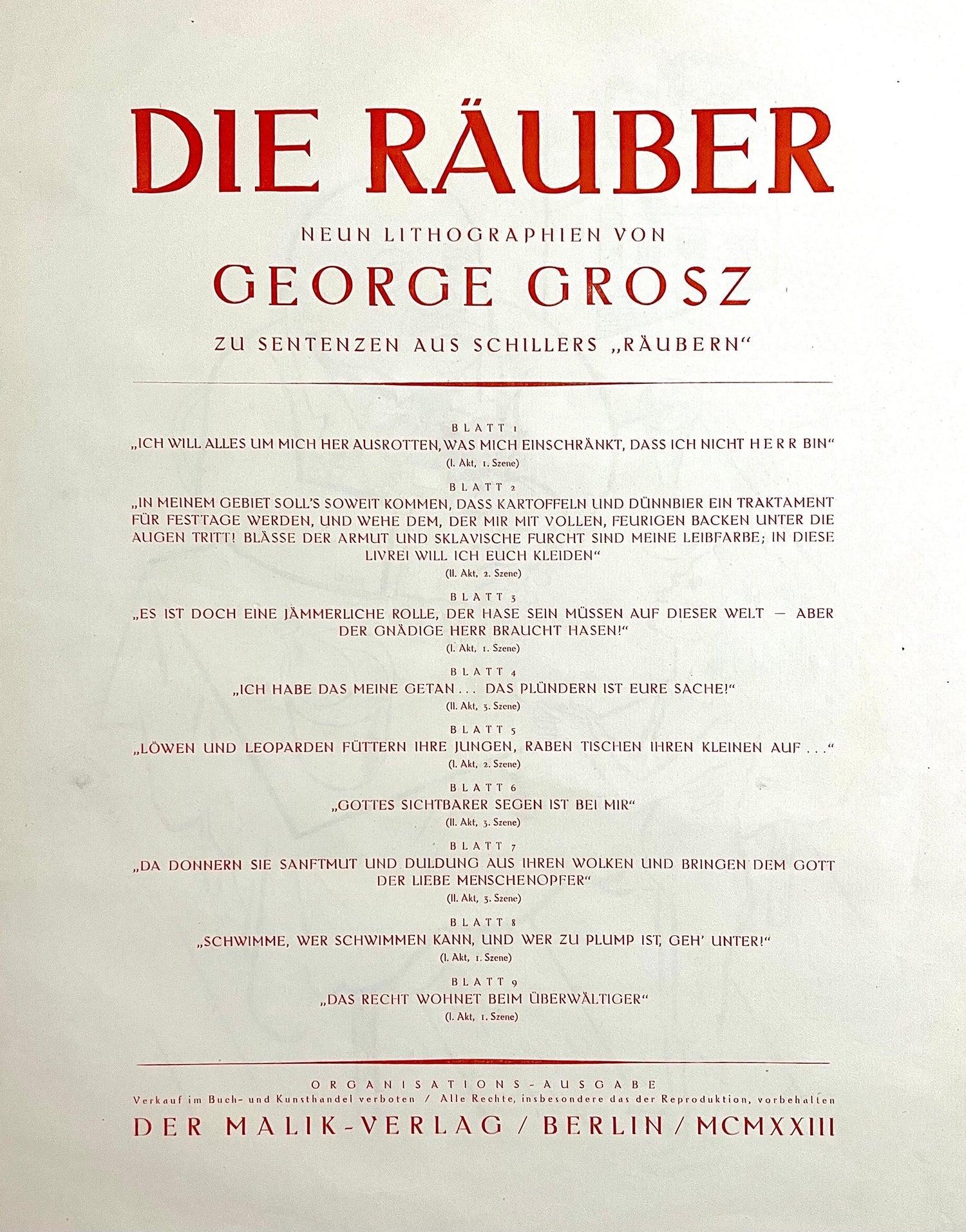 Large George Grosz 1923 Lithograph Die Rauber German Expressionism WPA Realism