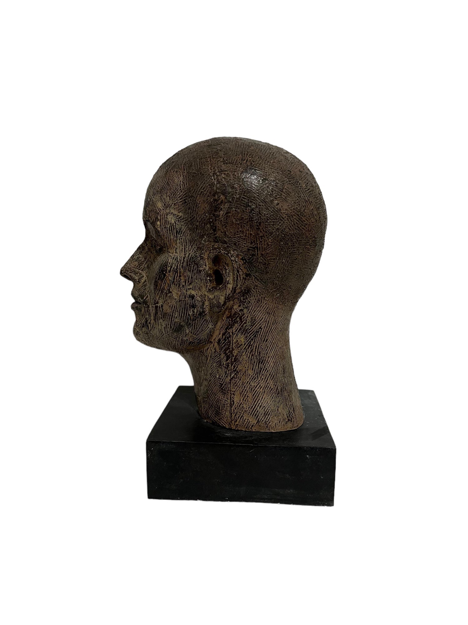 Rare Cast Painted Bronze Head Sculpture British Realist Sculptor John Davies