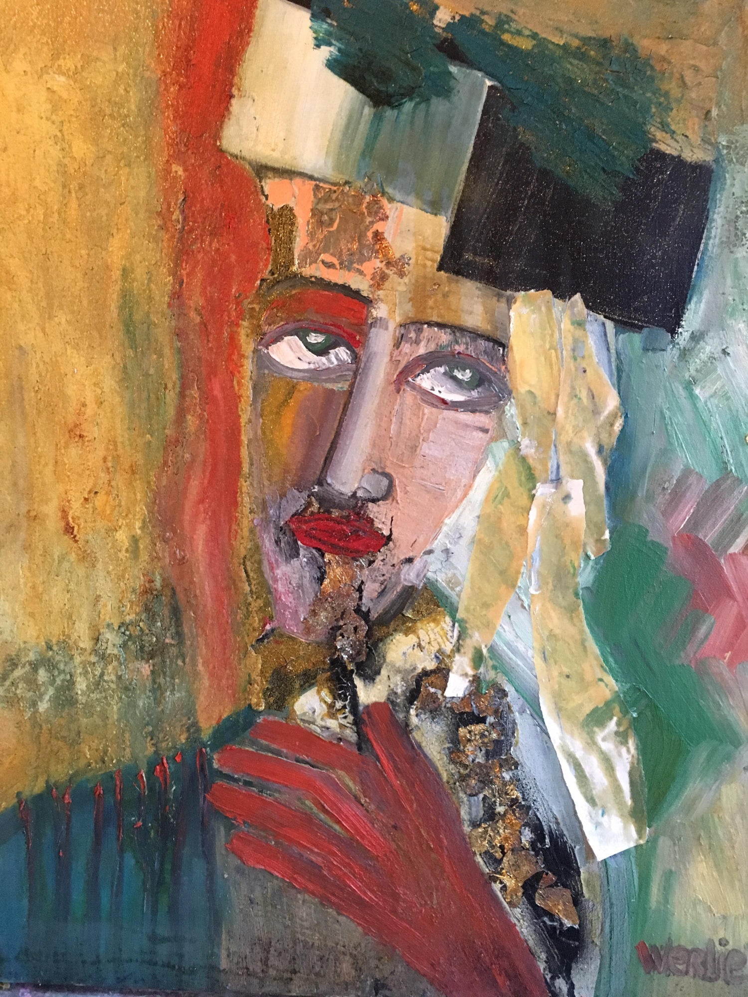 Mod French Oil Painting Semi Abstract Colorful Composition Israeli Nissan Engel