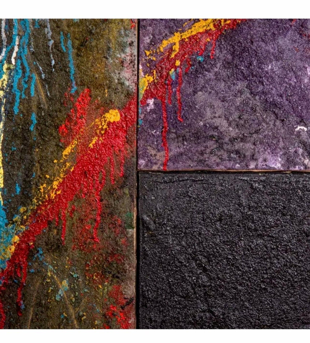 Large Spanish Contemporary Art Juan Suarez Abstract Bold Painting Triptych Group