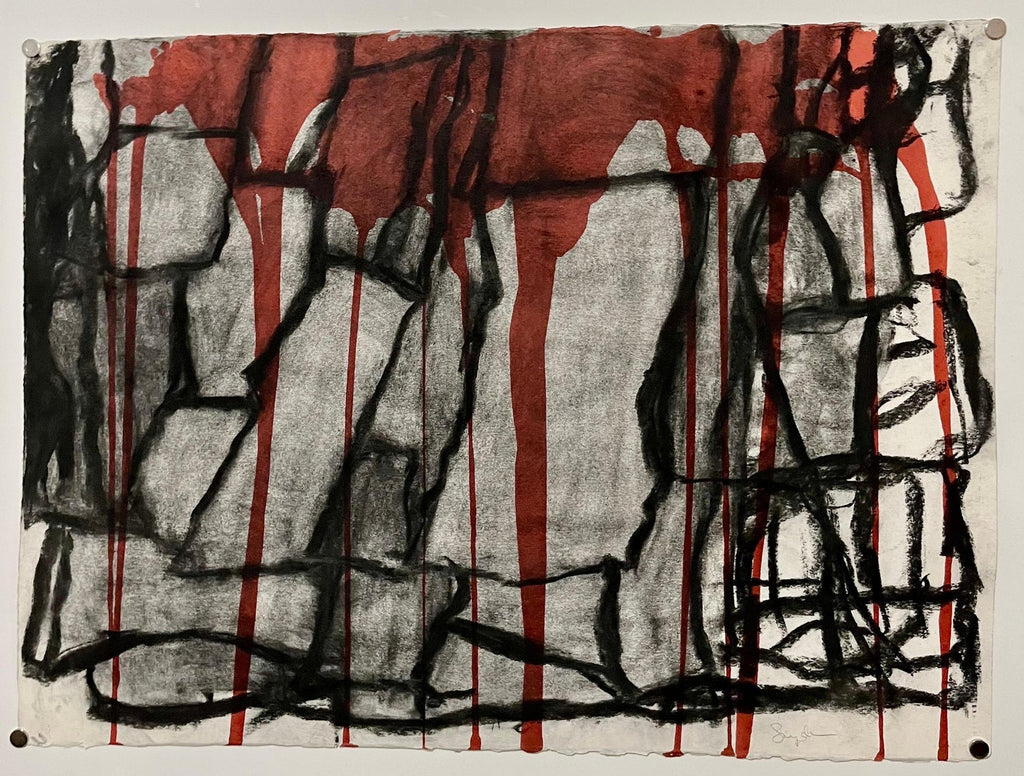 Bold Graphic Abstract Expressionist Mixed Media Painting Richard Snyder NYC Art