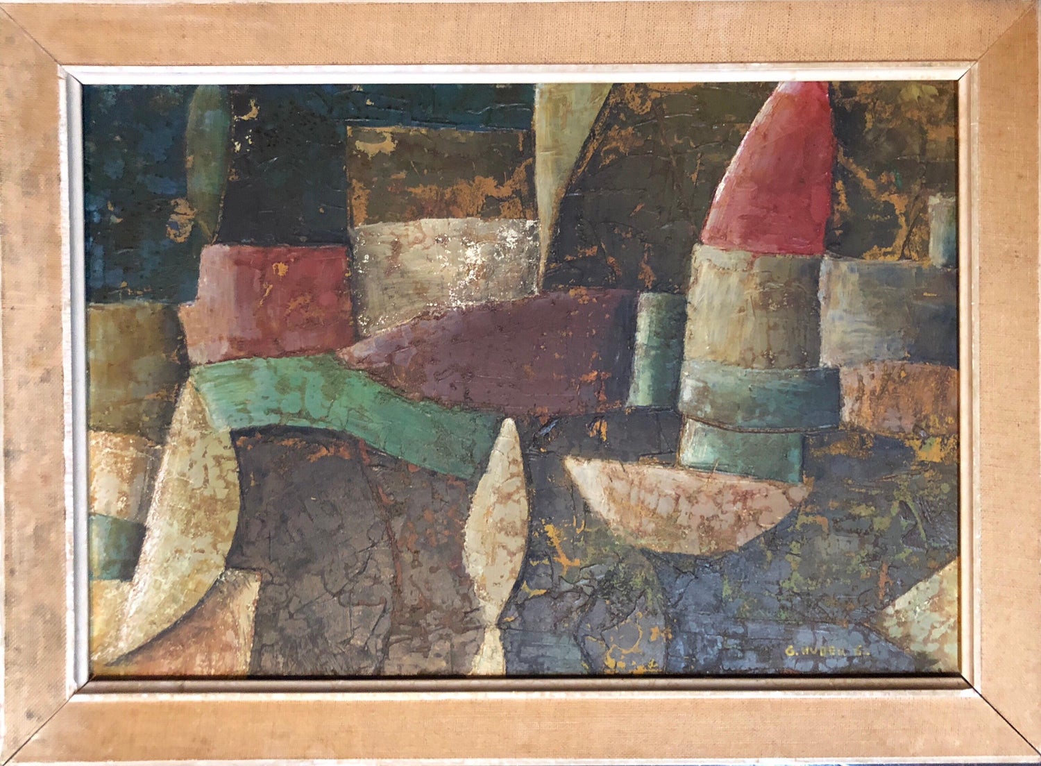 1960s Italian Futurist Abstract Oil Painting