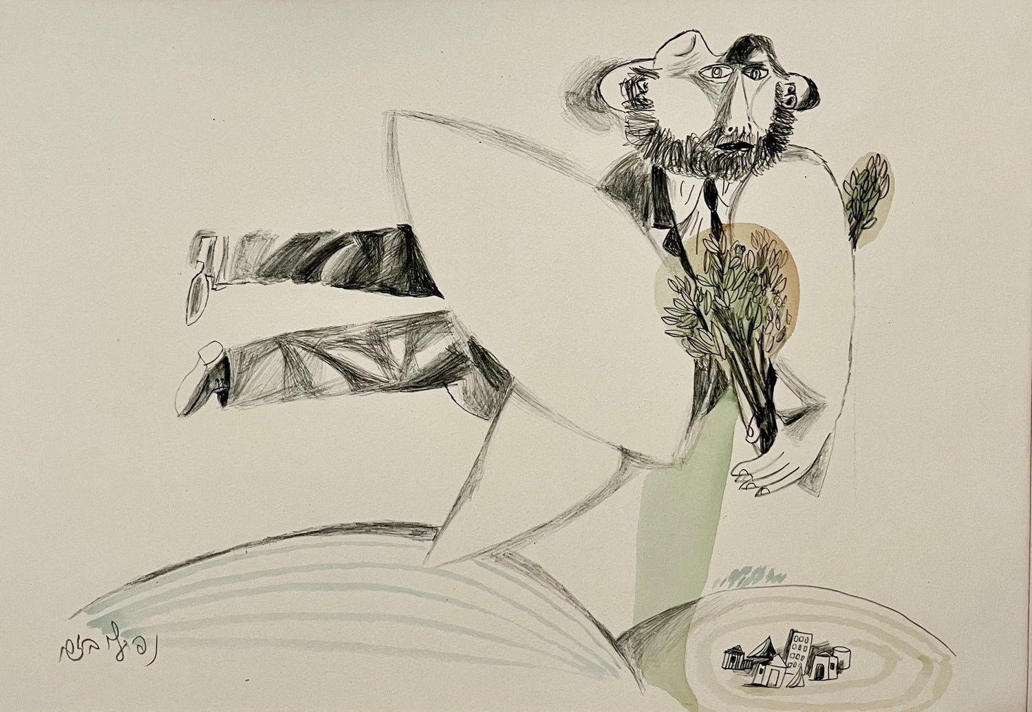 Modernist British Israeli Lithograph Expressionist Figures