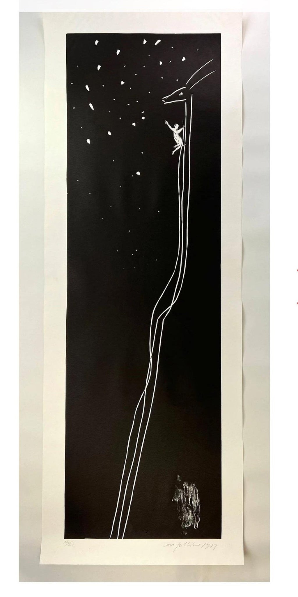 Huge Italian Neo Expressionist Mimmo Paladino Linoleum Block Print Atlantico