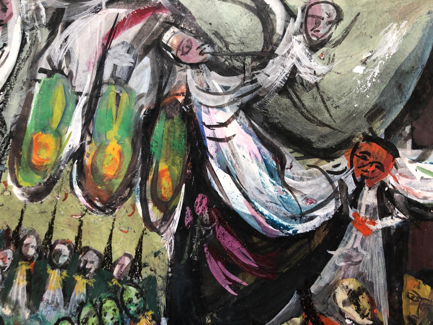 Modernist Orchestra Musical Gouache Painting Boston Expressionist