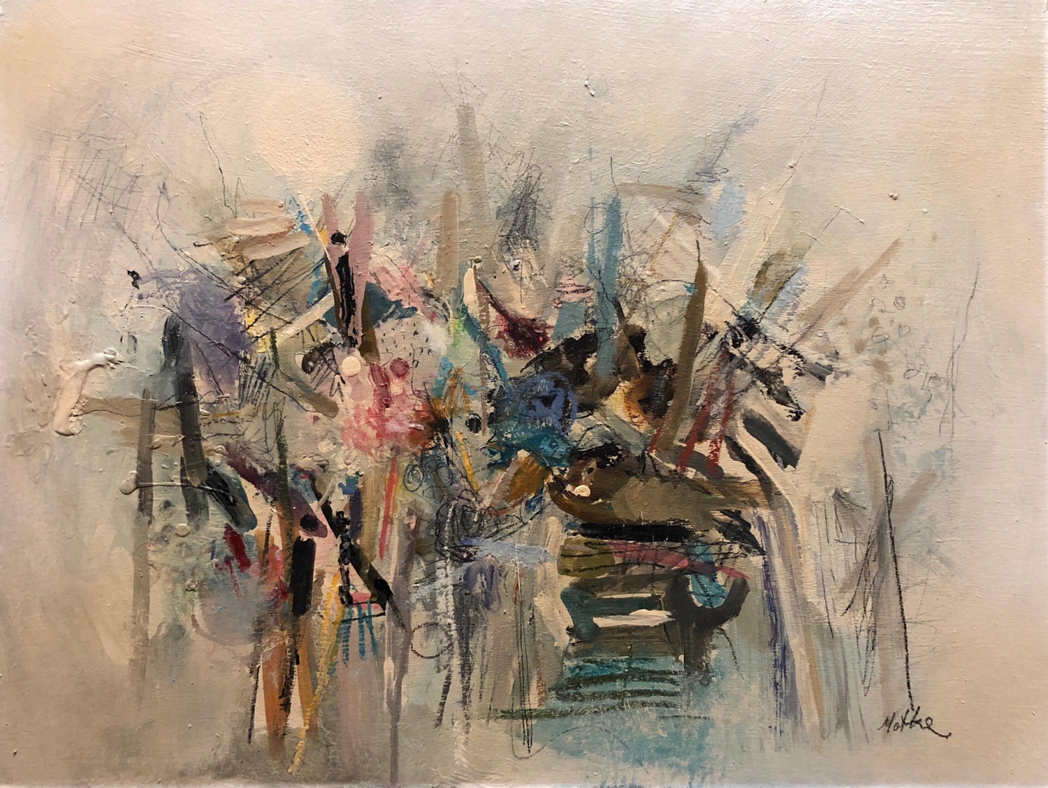 Israeli Modernist Abstract Expressionist Oil Painting