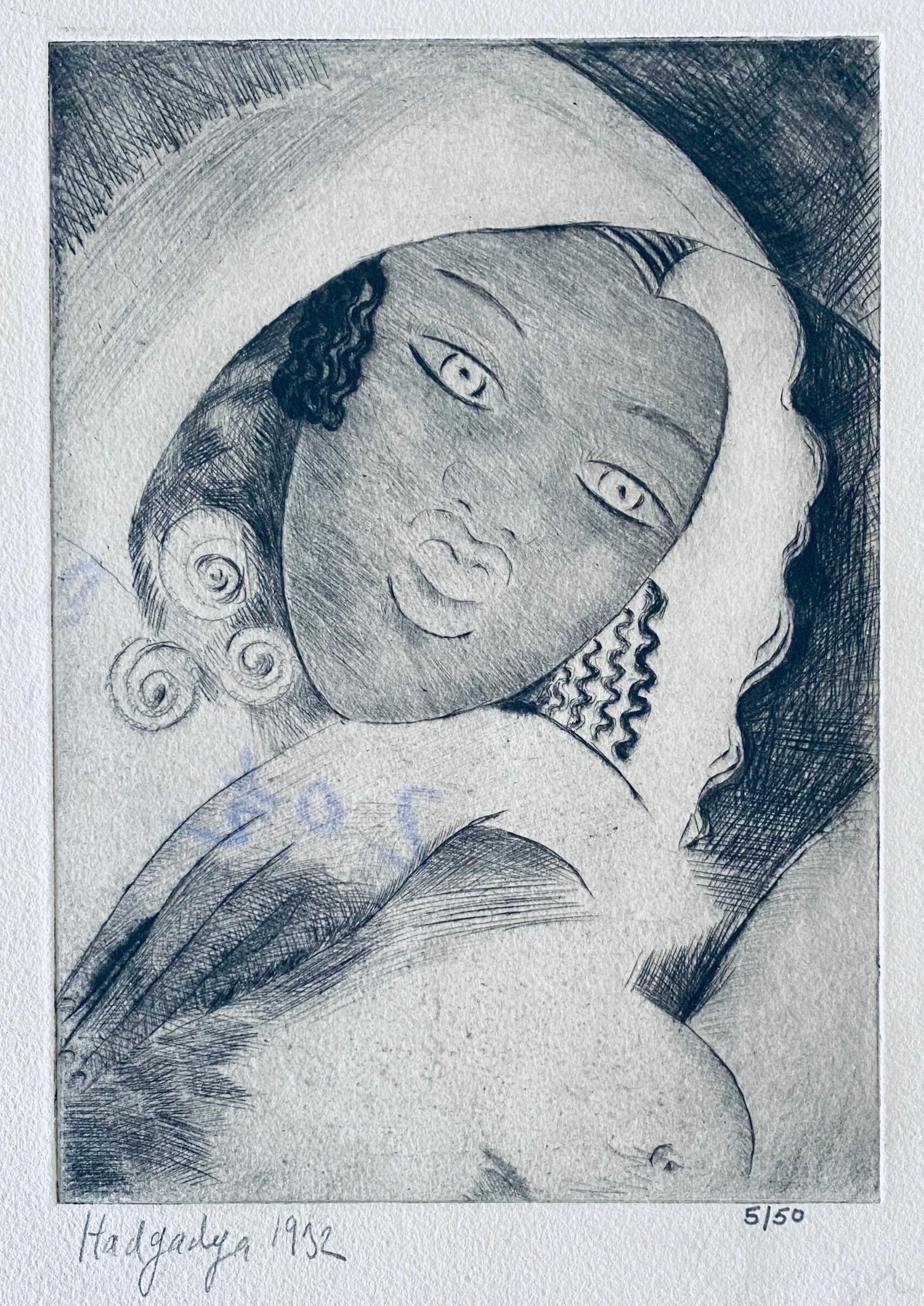 "Water He Asked Milk She Gave Him" Etching Israeli Judaica Bezalel School Woman