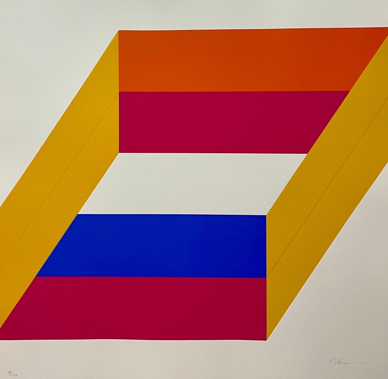 1969-71 Abstract Minimalist Color Silkscreen Print Charles Hinman On The Bowery