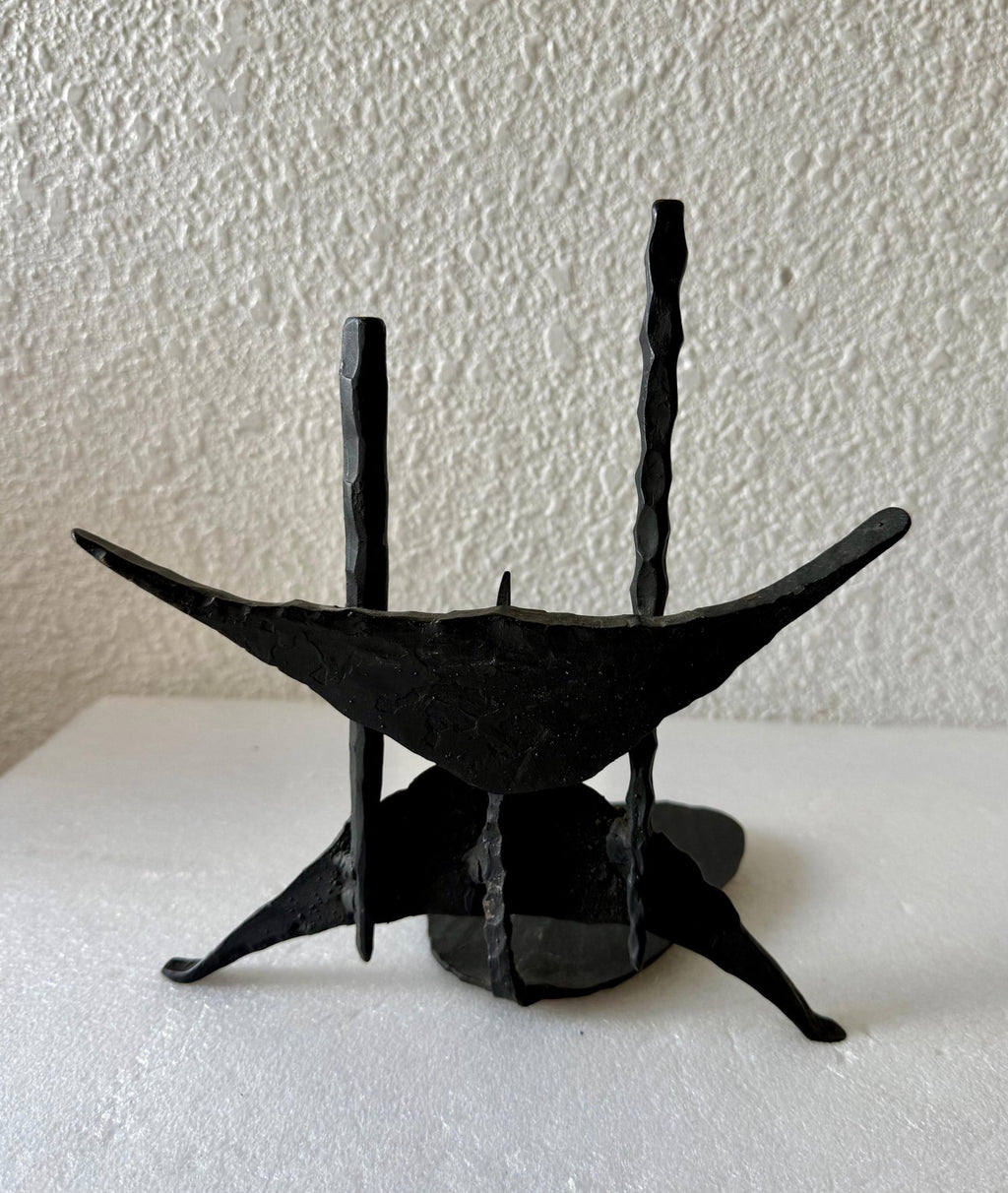 Modernist Brutalist Hand Forged Iron Bookends Sculpture Israeli David Palombo