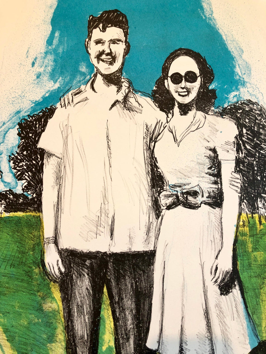 Columbus Ohio State Art Judaica Wedding Anniversary Lithograph Jewish Americana