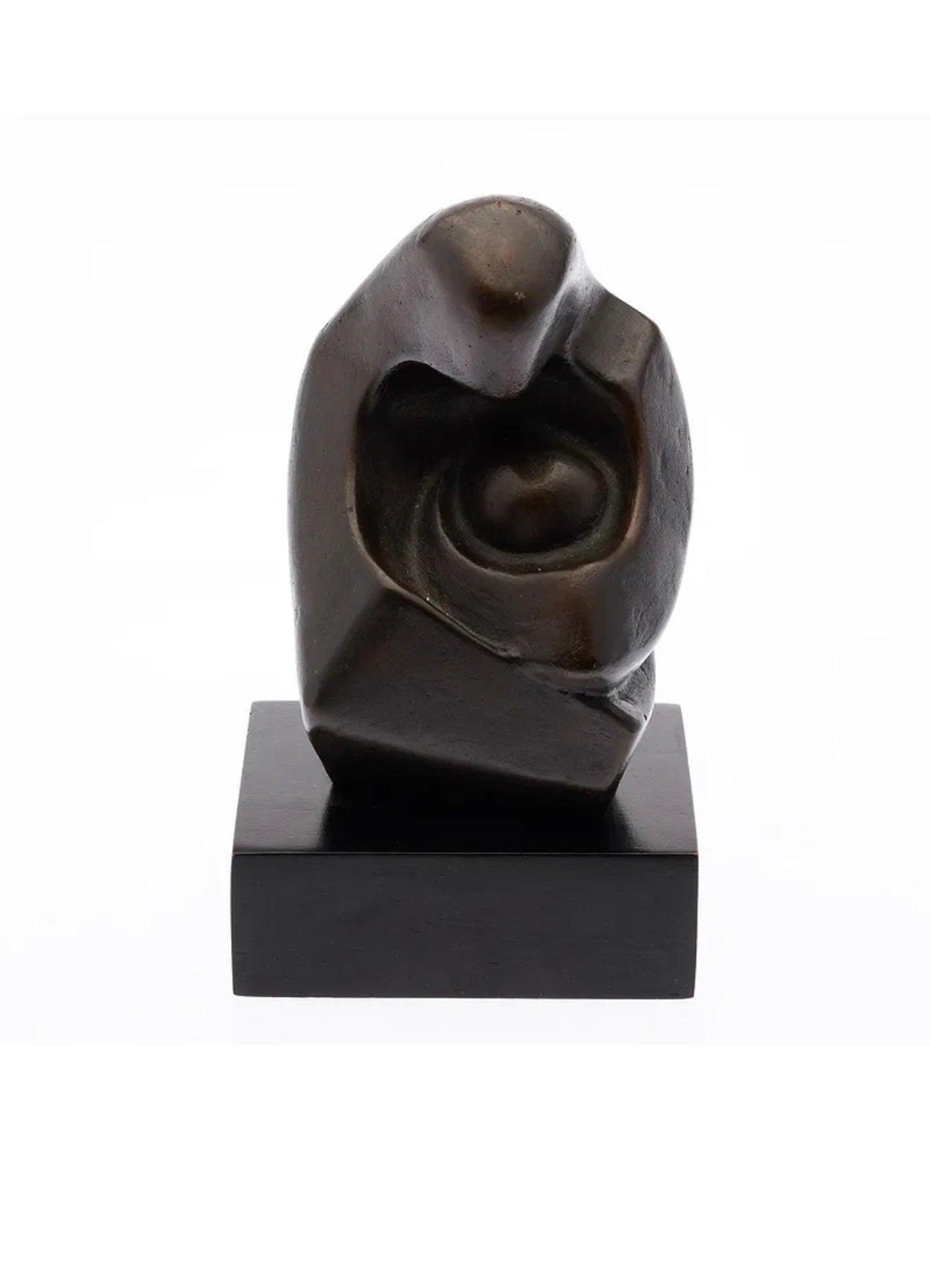 Modernist Israeli Bronze Sculpture Abstract Mother & Child Zvi Yehuda Aldouby
