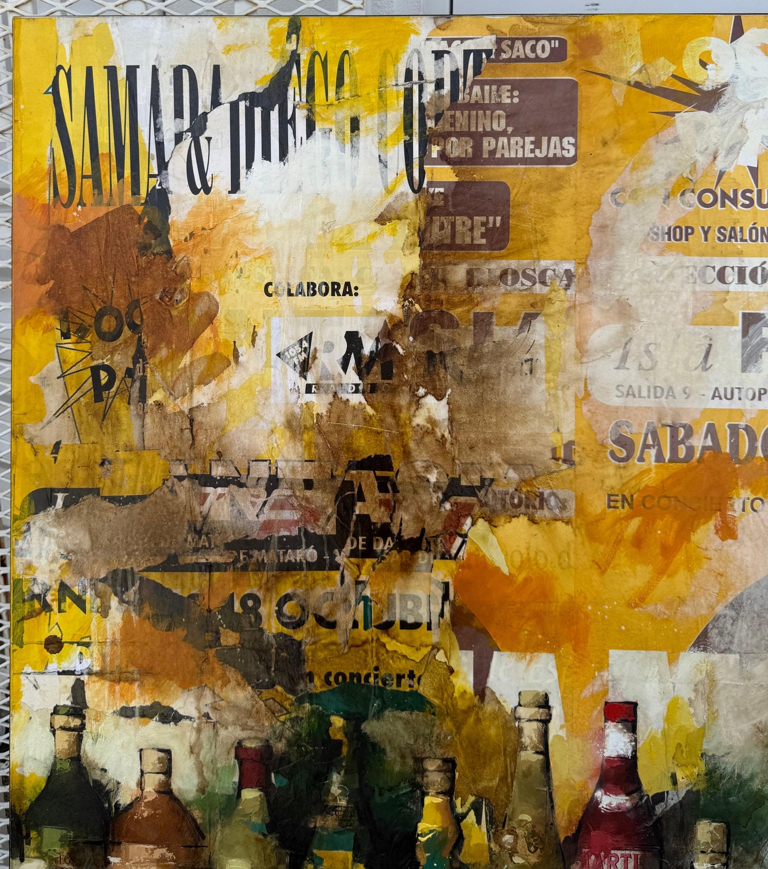 Large Spanish Pop Art Catalan Mixed Media Collage Painting Jordi Prat Pons