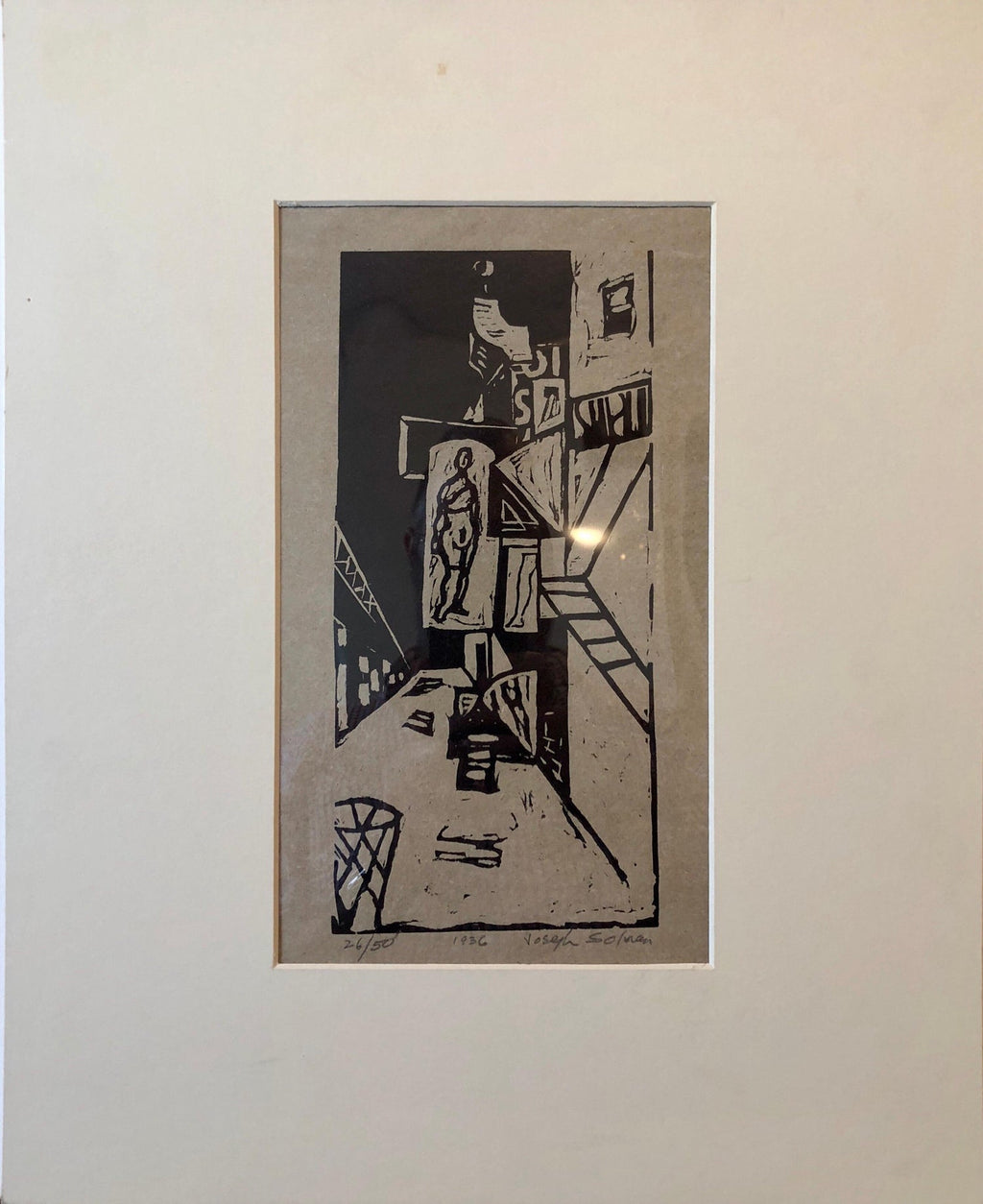 1936 Woodblock Print Venus of 23rd St. Skid Row Woodcut NYC Great Depression WPA
