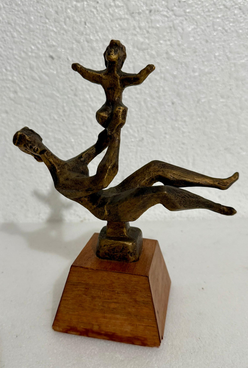 Chaim Gross Mid Century Mod Bronze Sculpture Mother and Baby Playing WPA Artist