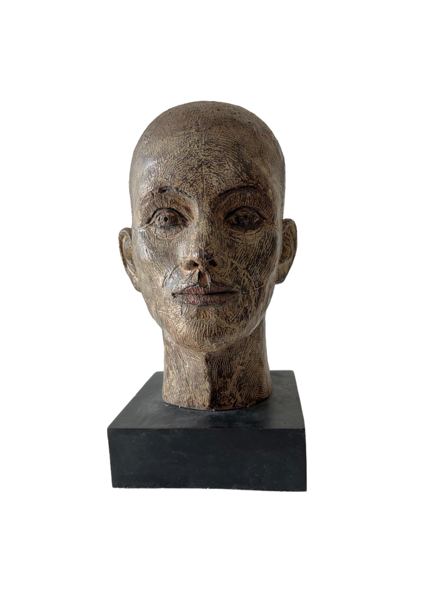 Rare Cast Painted Bronze Head Sculpture British Realist Sculptor John Davies