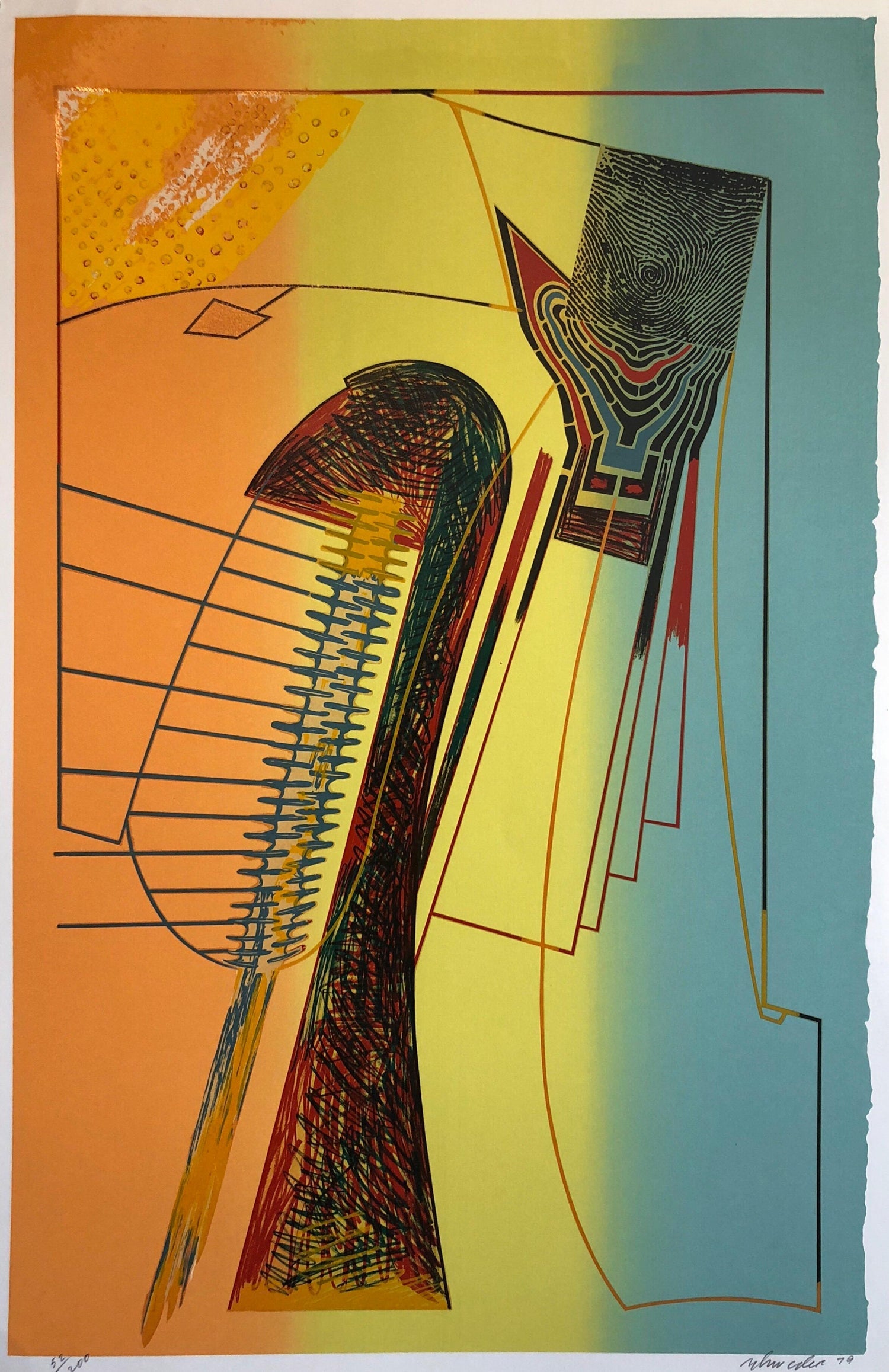 Surrealist Architectural Landscape "Fall for it" 1970s Chicago Modernist