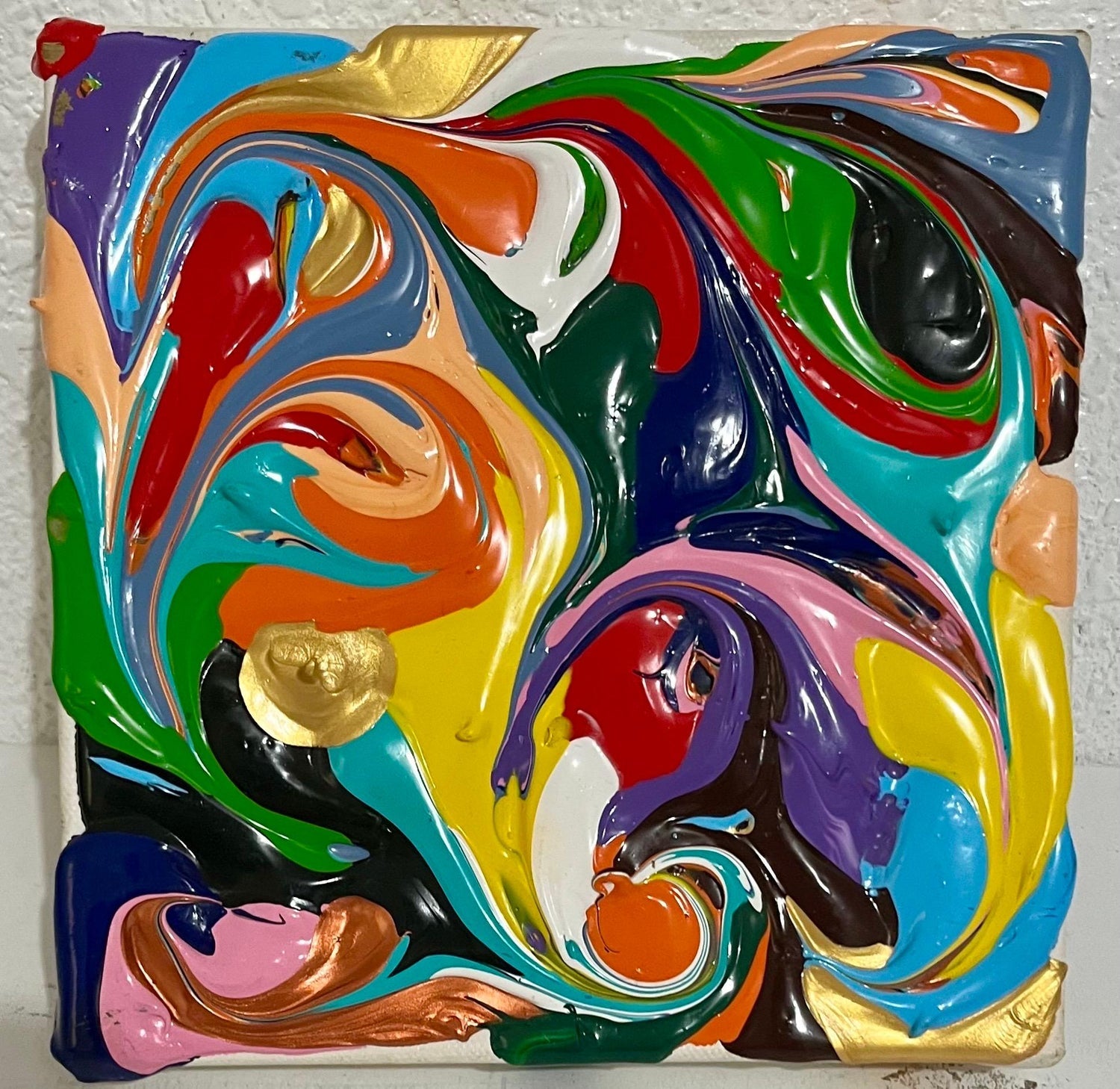 Chilean Liquid Abstraction Color Swirl Acrylic Polymer Eduardo Guelfenbein