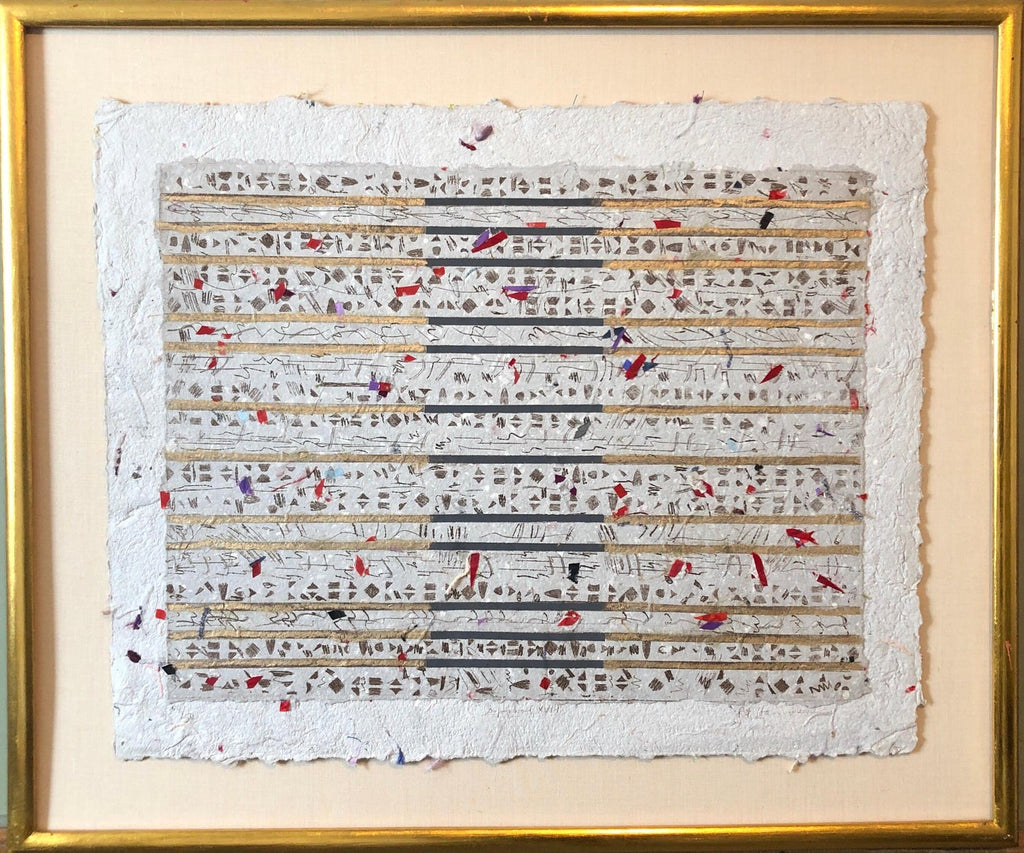 Unique Mixed Media on Handmade Paper with Gold Leaf Modernist Edition