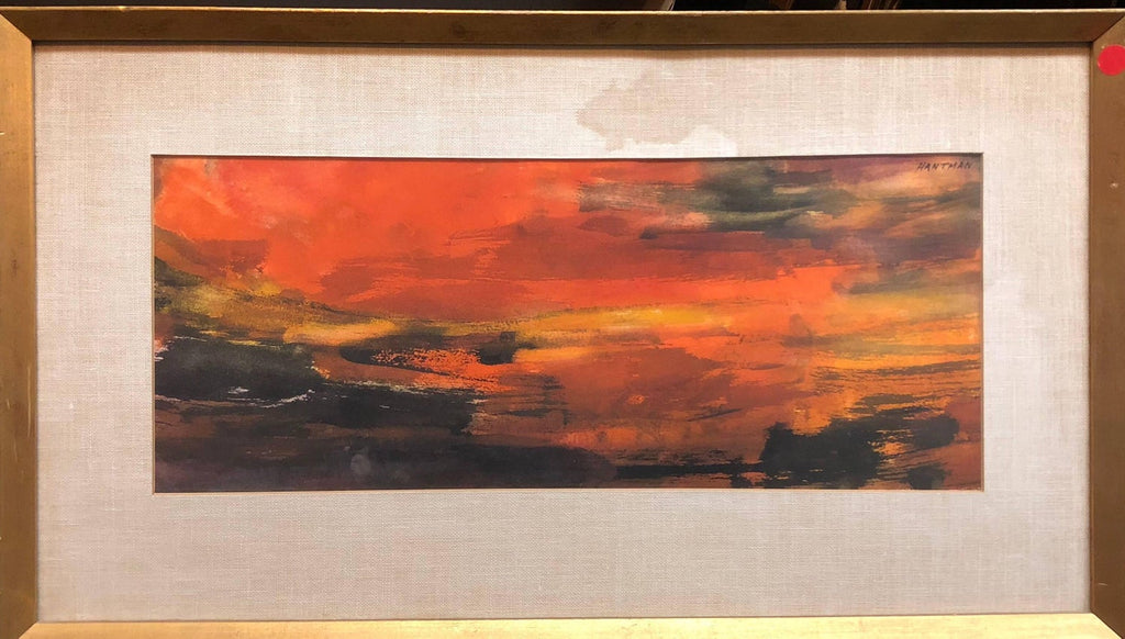 Abstract Expressionist Watercolor Fiery Sky