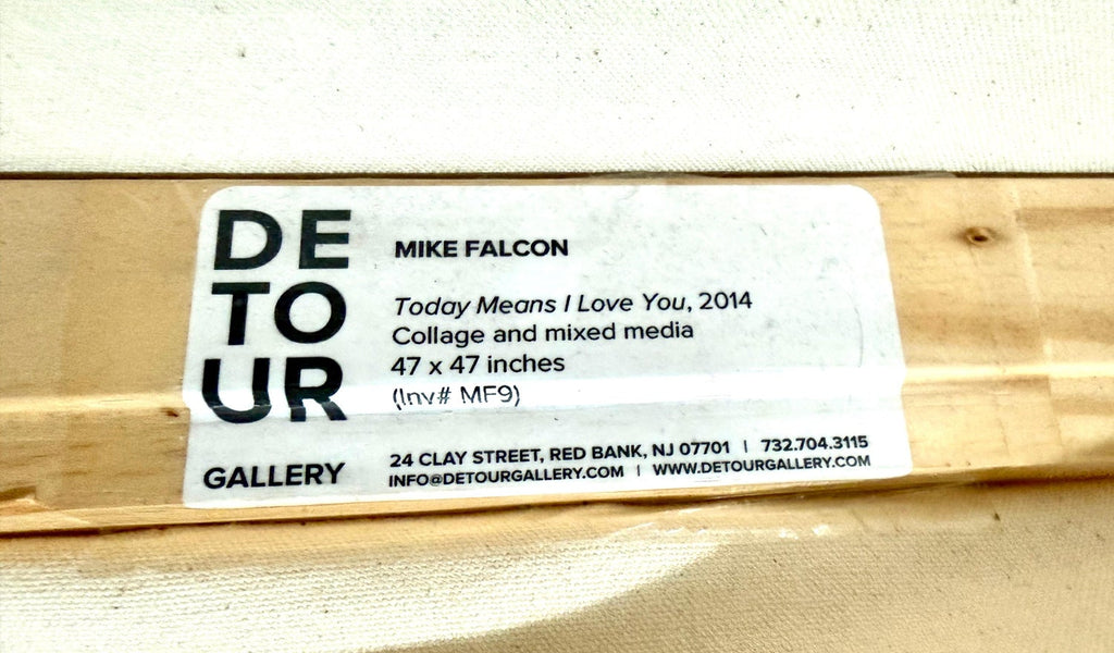 Large Mike Falcon Torn Paper Collage Painting Assemblage Pop Art Decollage