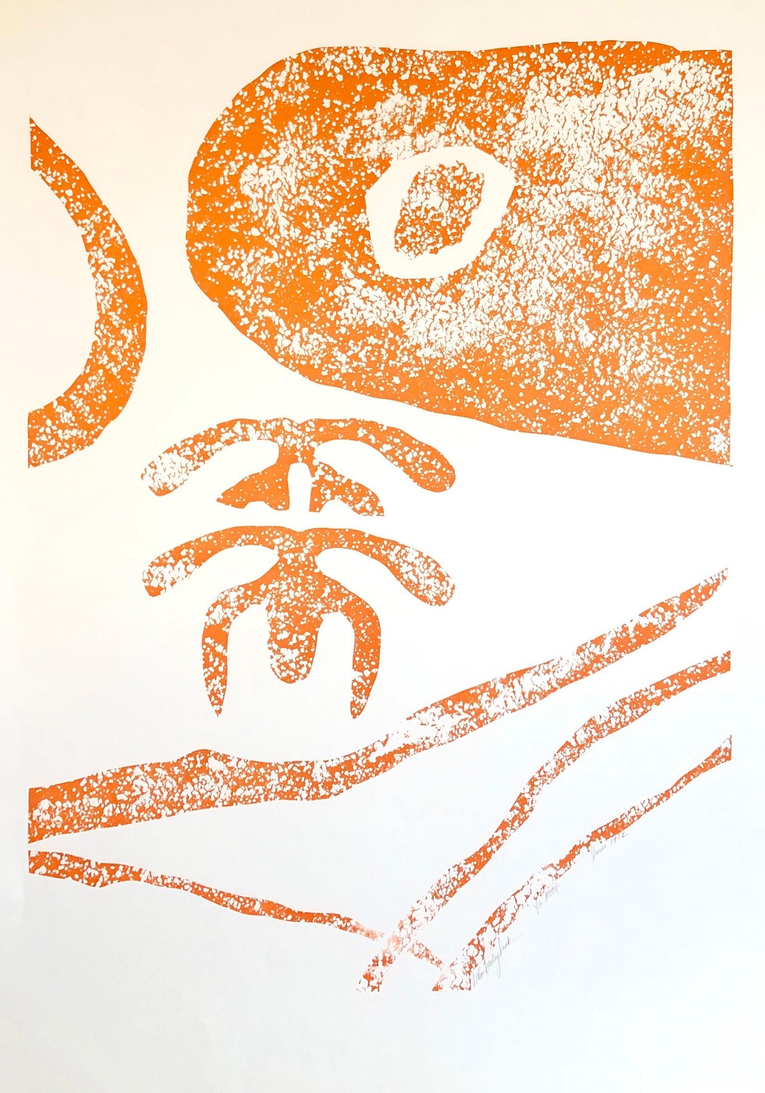 Motif. Abstract, African American Artist Viola Leak Woodcut Silkscreen Print