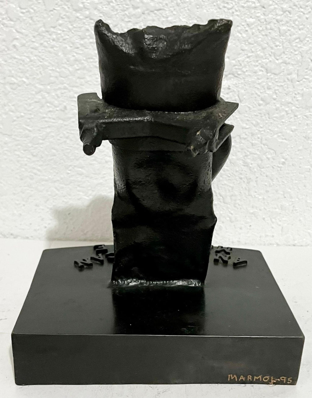 "American Marriage" Painted Bronze Outsider Assemblage Sculpture Signed Marmol