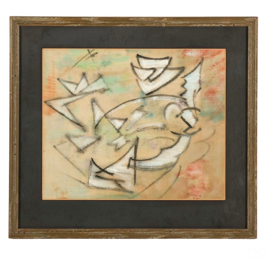 Ukrainian Expressionist Abstract Mixed Media Futurist Painting Ivan Kurach