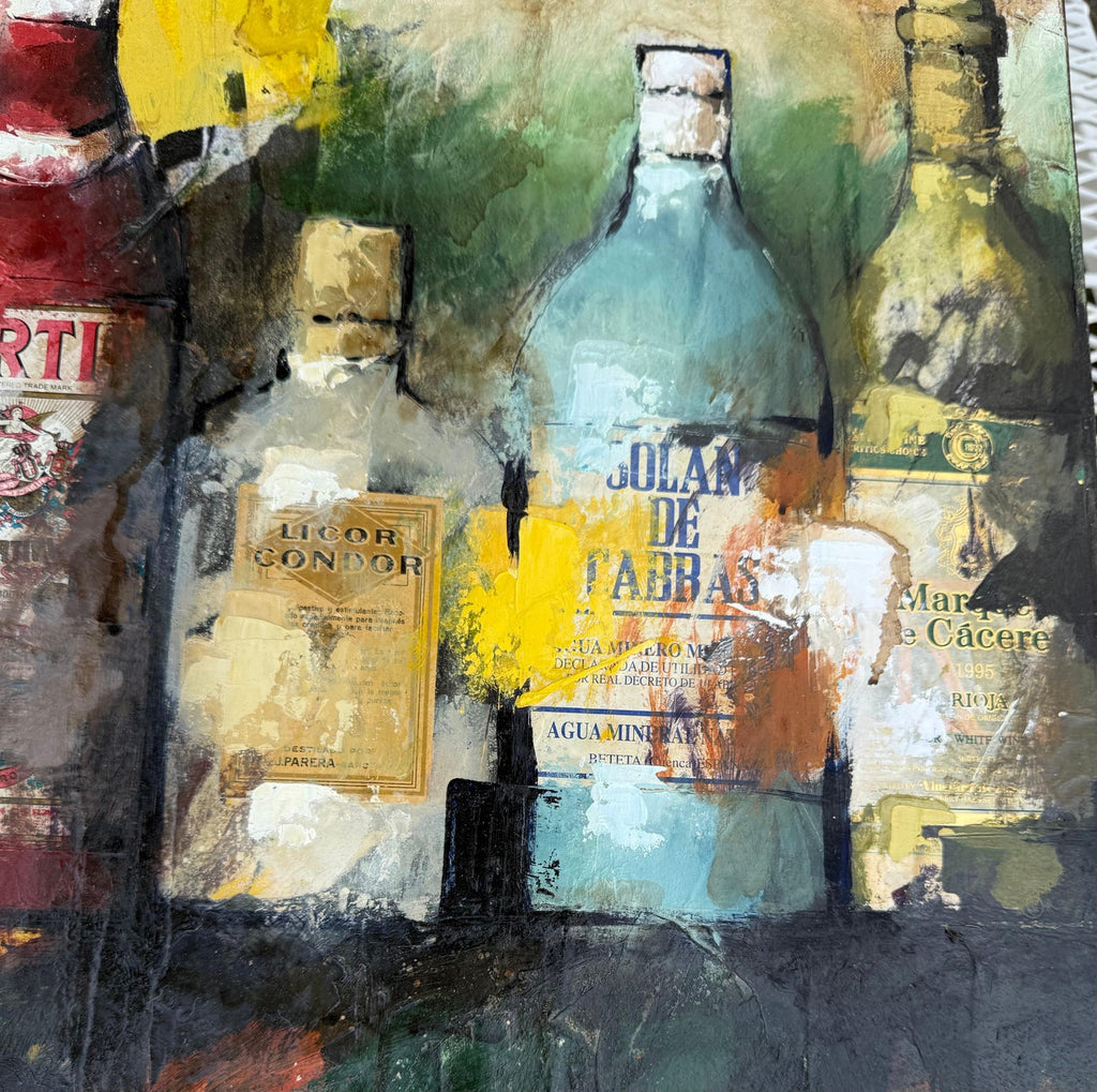 Large Spanish Pop Art Catalan Mixed Media Collage Painting Jordi Prat Pons