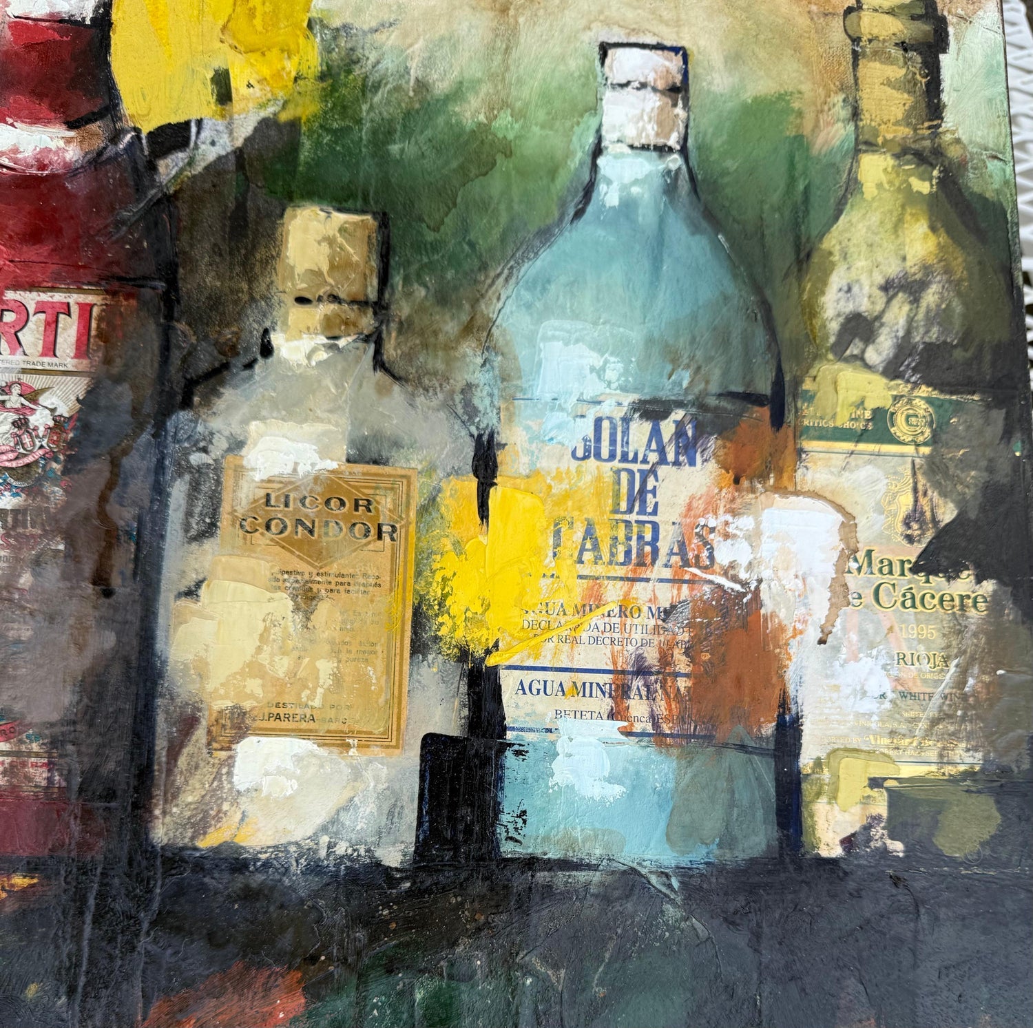 Large Spanish Pop Art Catalan Mixed Media Collage Painting Jordi Prat Pons